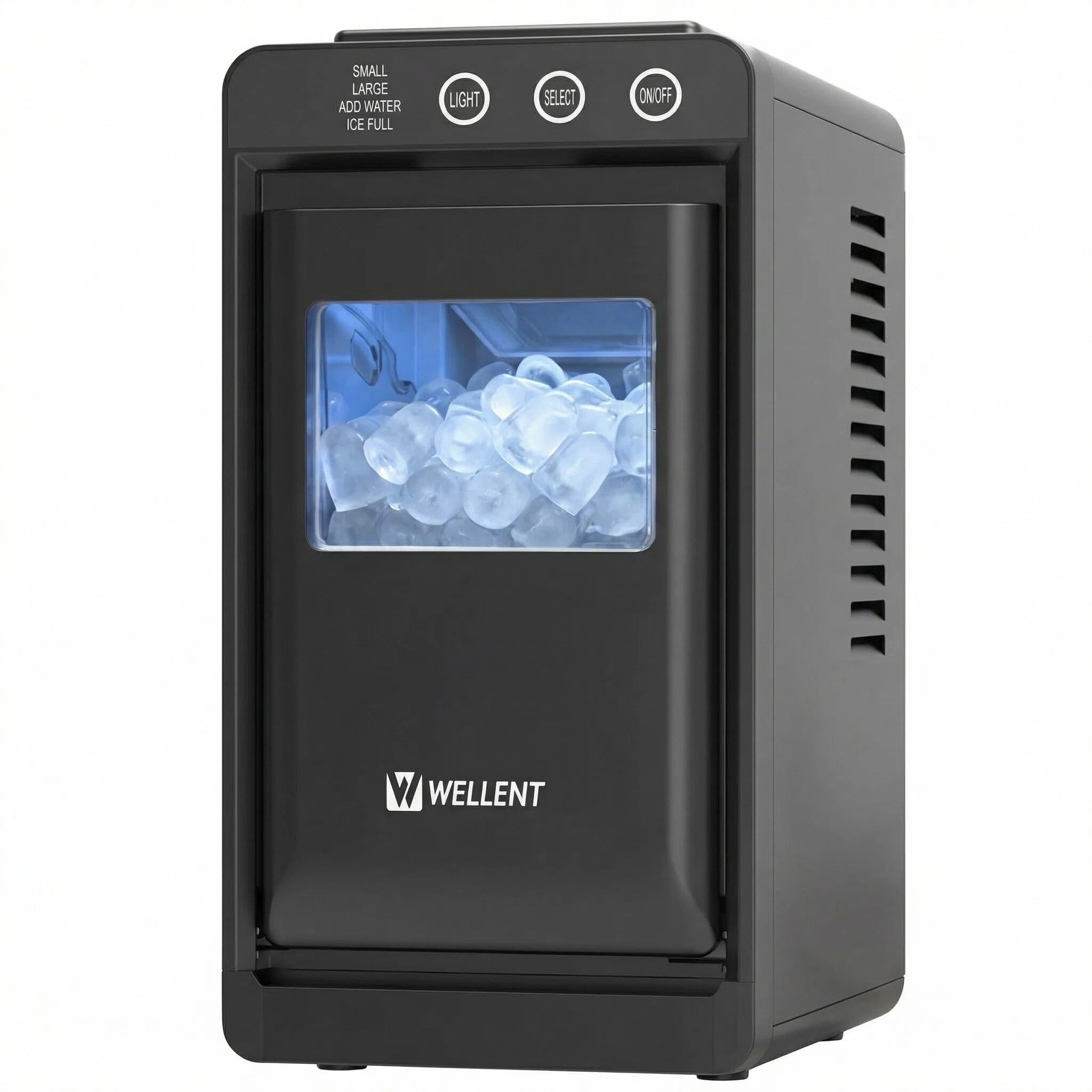WELLENT Compact Ice Maker – 12kg/Day, 8 Cubes in 6 Mins. 2 Sizes & Self-Clean. Space-Saving Design for Kitchens & Bars