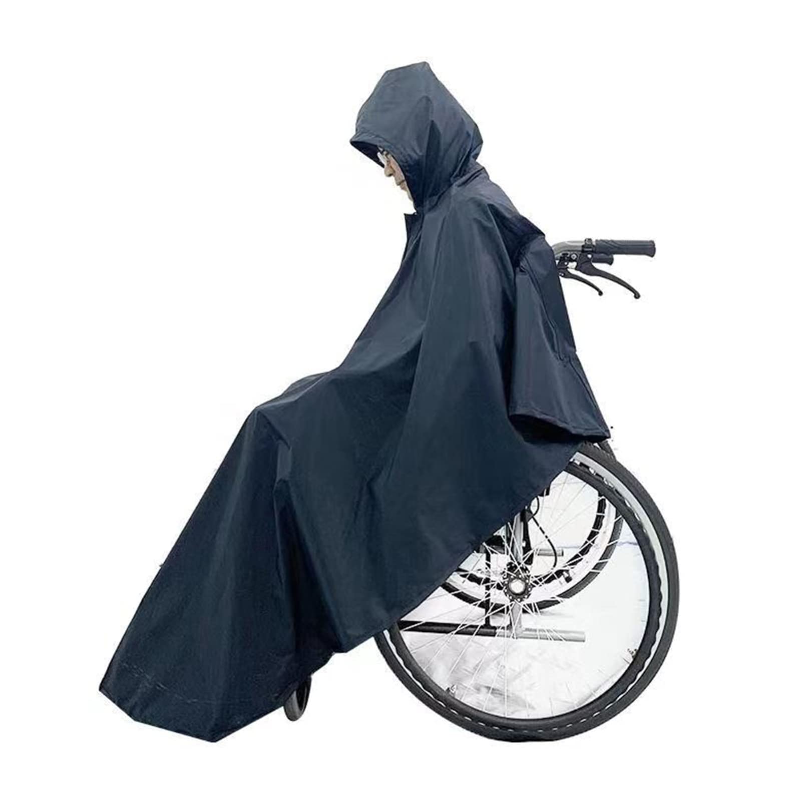 Poncho impermeable para silla de ruedas con capucha, suave y resistente al desgarro, cubierta de lluvia reflectante de seguridad gris para silla de ruedas