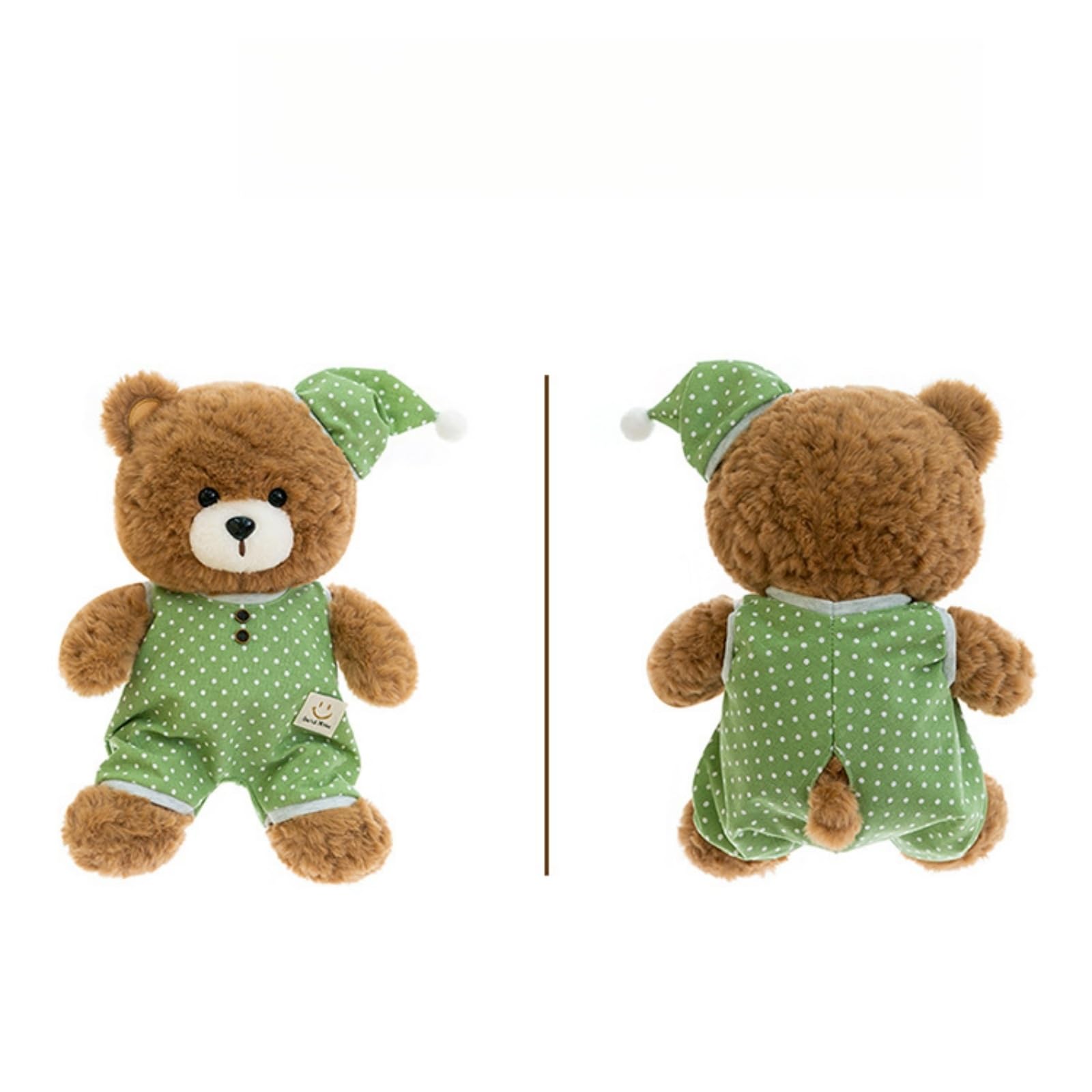 Niedliches Schlaf Bär Kuscheltier mit Pyjama und Schlafmütze, Weiches Plüschtier Teddy Bär Kuscheltier, Geschenk für Kinder Mädchen Baby Erwachsene Zimmer Dekoration (50cm,Grün)