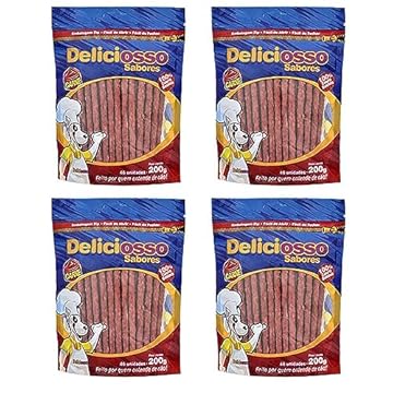 Palito Ossinho fino para cães sabor Carne Combo com 4 unidades Carne Deliciosso 200g