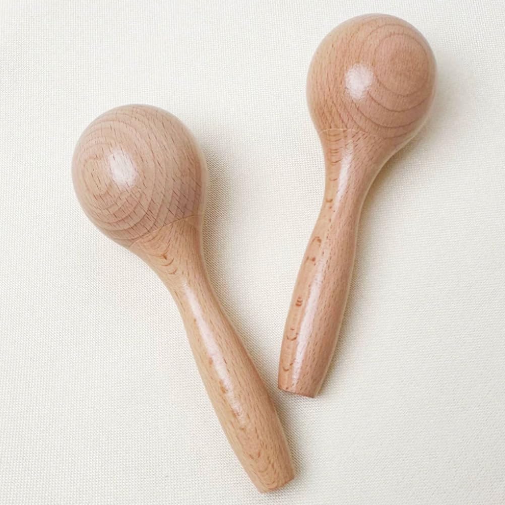 Maracas Montessori in Legno Massello Naturale per Bambini | Sonagli di sabbia in legno non finito di dimensione media, strumento a percussione lucidato a mano