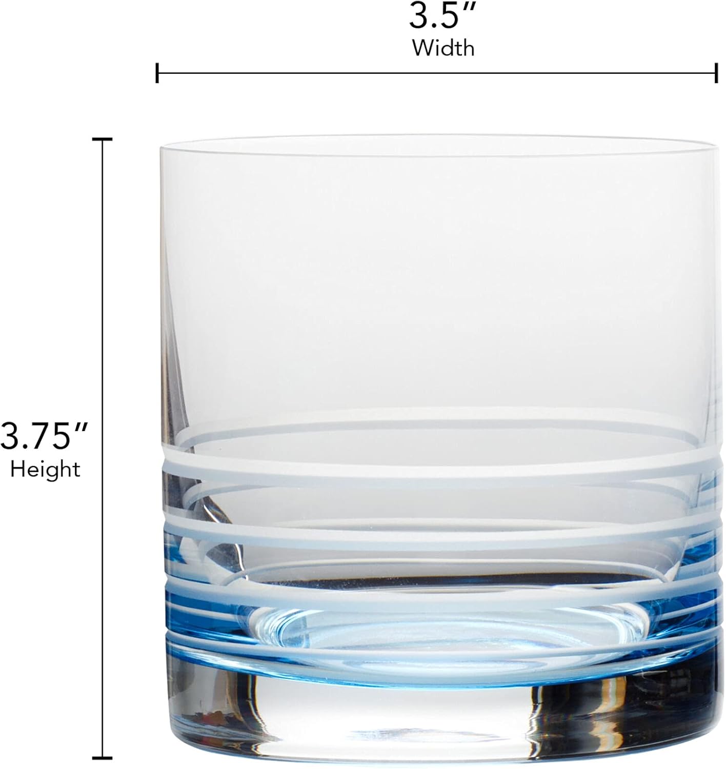 Mikasa Cal Ombre Double Old Fashioned Whiskey Glasses, Set of 4, 15.5-Ounce, Blue