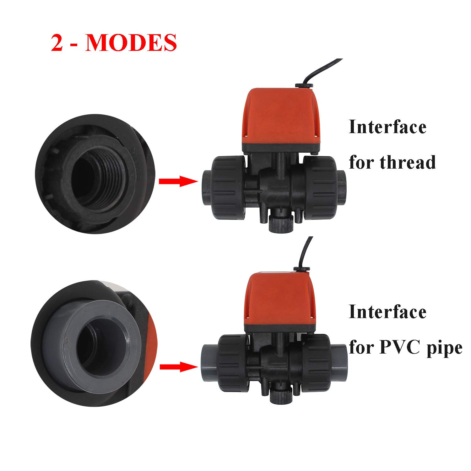 Van motorisée PVC pour tuyau y fil vanne à bille 3/4 pouce DC 6V-24V (DC 24V)