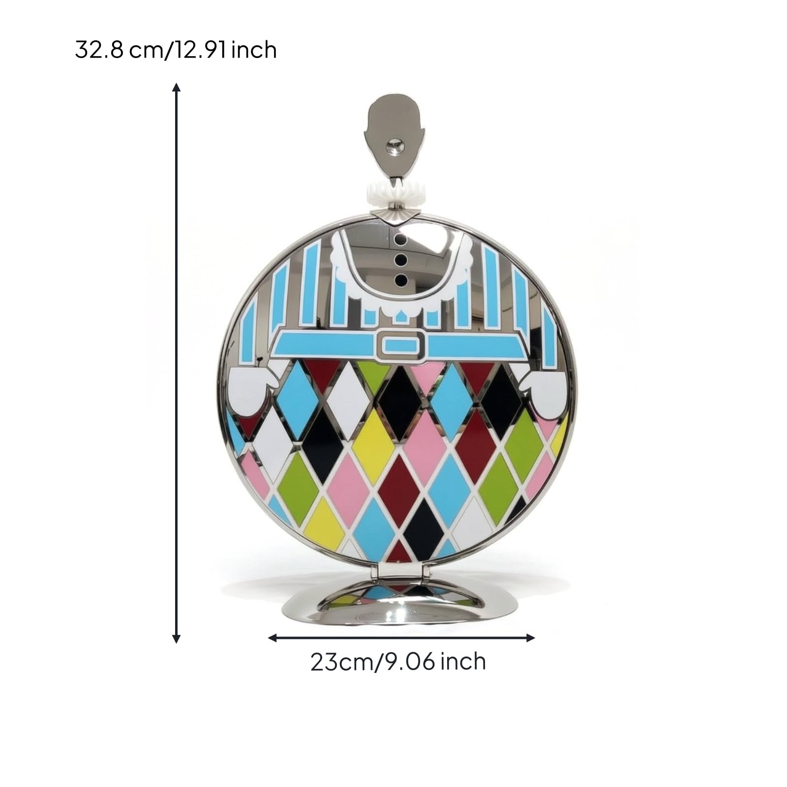rockible Présentoir à Desserts Plateau Gâteau Support Pâtisserie Coupe-cakes en Acier avec Motif Géométrique Émaillé et Détails Rayés Adapté aux Fêtes Réceptions Buffets