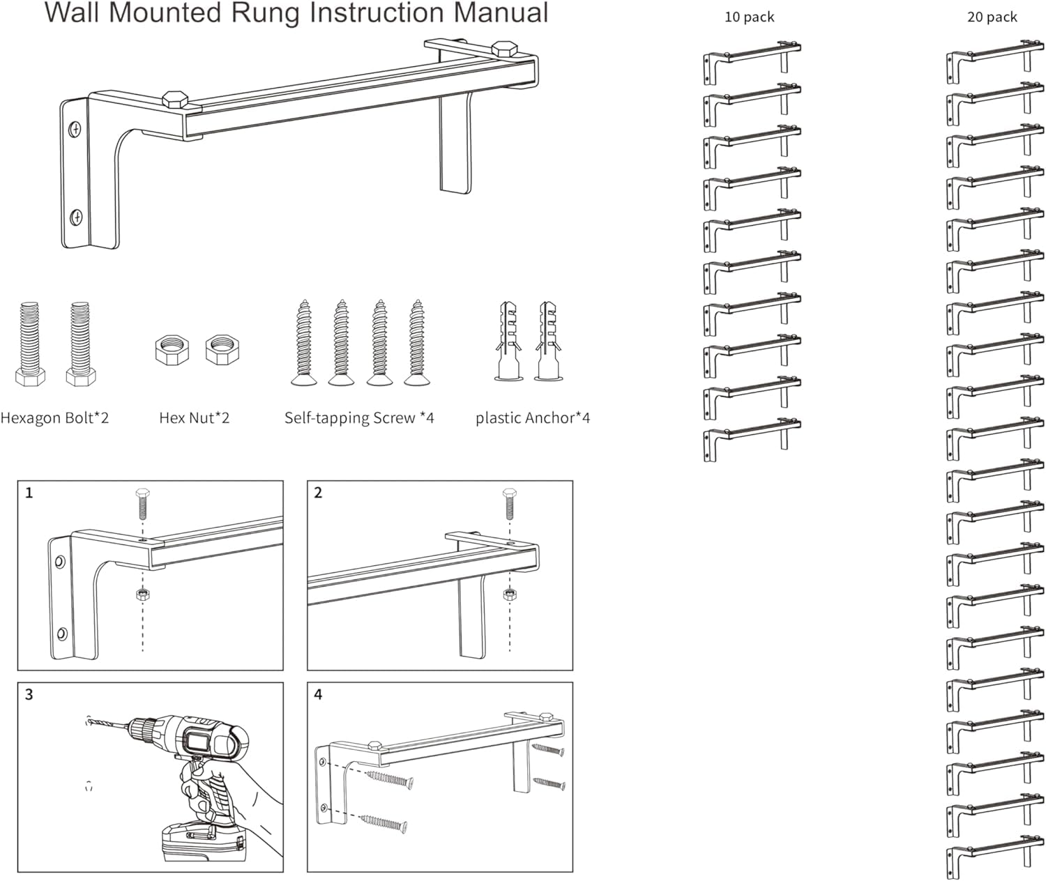 Escalera de Escape de Incendios Ajustable de 10 escalones - Escalera de Salida de Pozo de Ventana Resistente con peldaños Antideslizantes - Peldaños de Soporte montados en la Pared - Capacidad de 650
