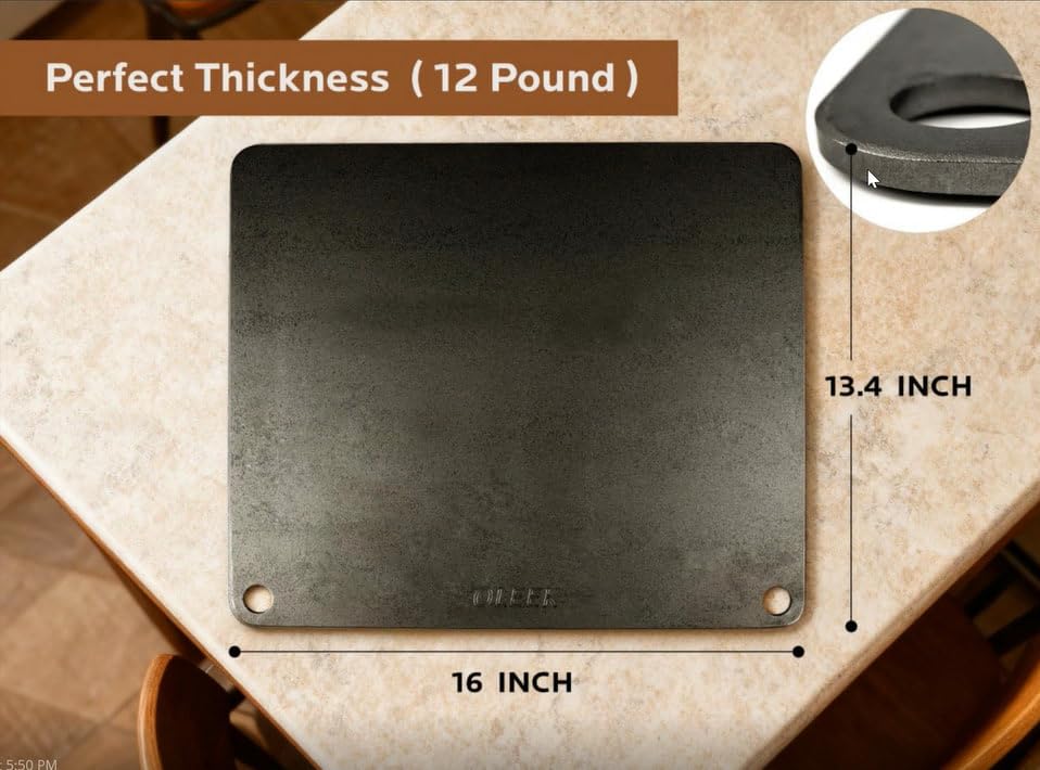 OLEEK Pizza steel Sheets for oven - Metal baking steels sheets for oven - Pizza steel 16x13.4 inches - Steel pizza stone for oven - Baking's steels pro pizza - Baking's stone for oven