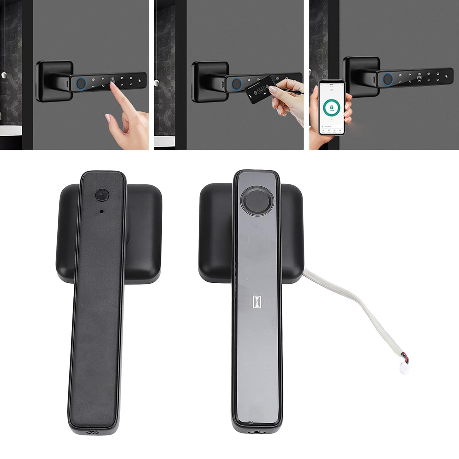 Fingerabdruck-Smart-Türschloss mit Schlüssellosem Zugang und APP-Steuerung für Home-Office-Schlafzimmer, Aluminiumlegierung, 2 Einheiten