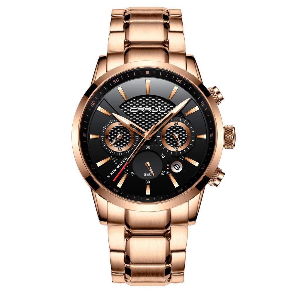 CRRJUCRRJU Men's Quartz Chronograph Waterproof Watch