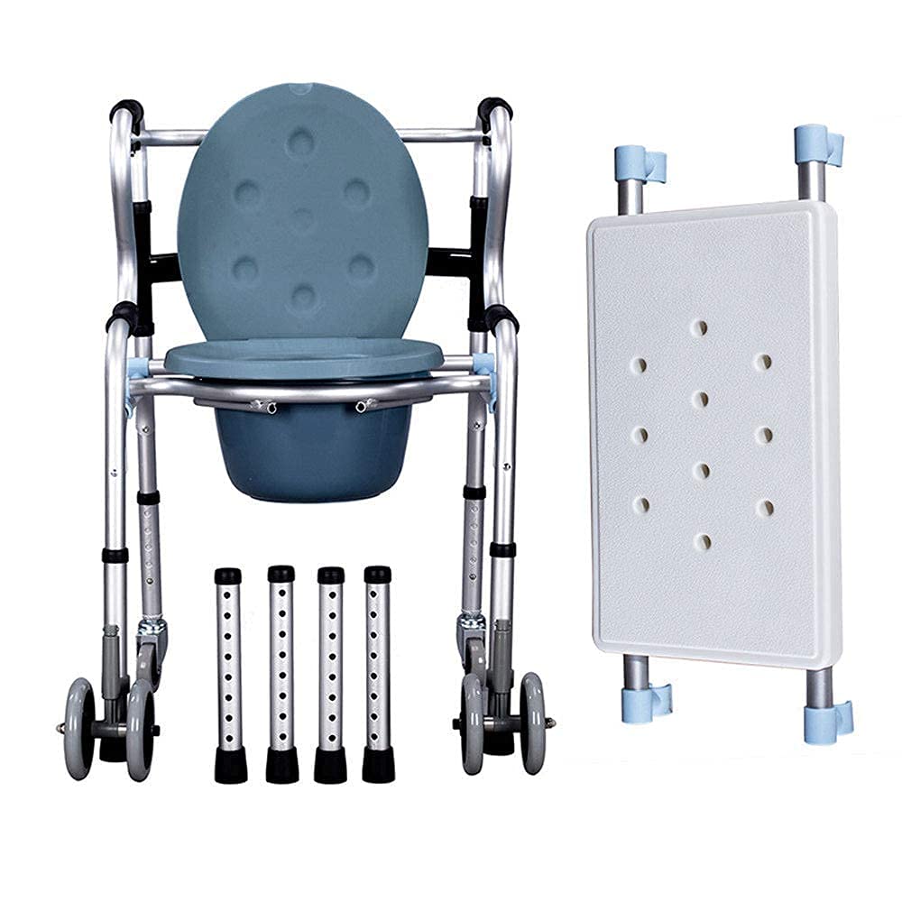 Andador Plegable, Aluminio, Andador con Ruedas Delanteras Plegable Deluxe con Ruedas de 5", Andador de Altura Ajustable para Ancianos discapacitados, Peso Ligero de 52 * 74 cm