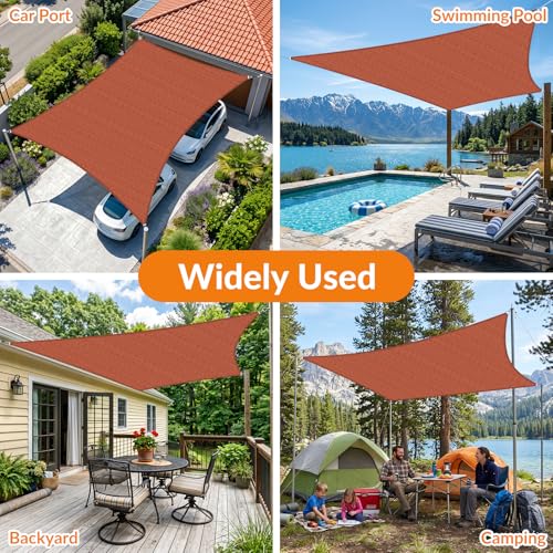 Image of KANAGAWA 24'X24' Sun Shade Sail Rust Red Curved Rectangle