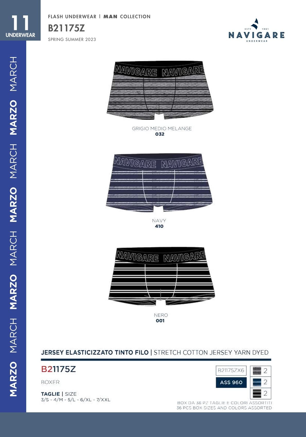 Navigare 6 Boxer Uomo Underwear Mutanda Intimo Elasticizzato Elastico Esterno Varie Fantasie (M, 21175Z)