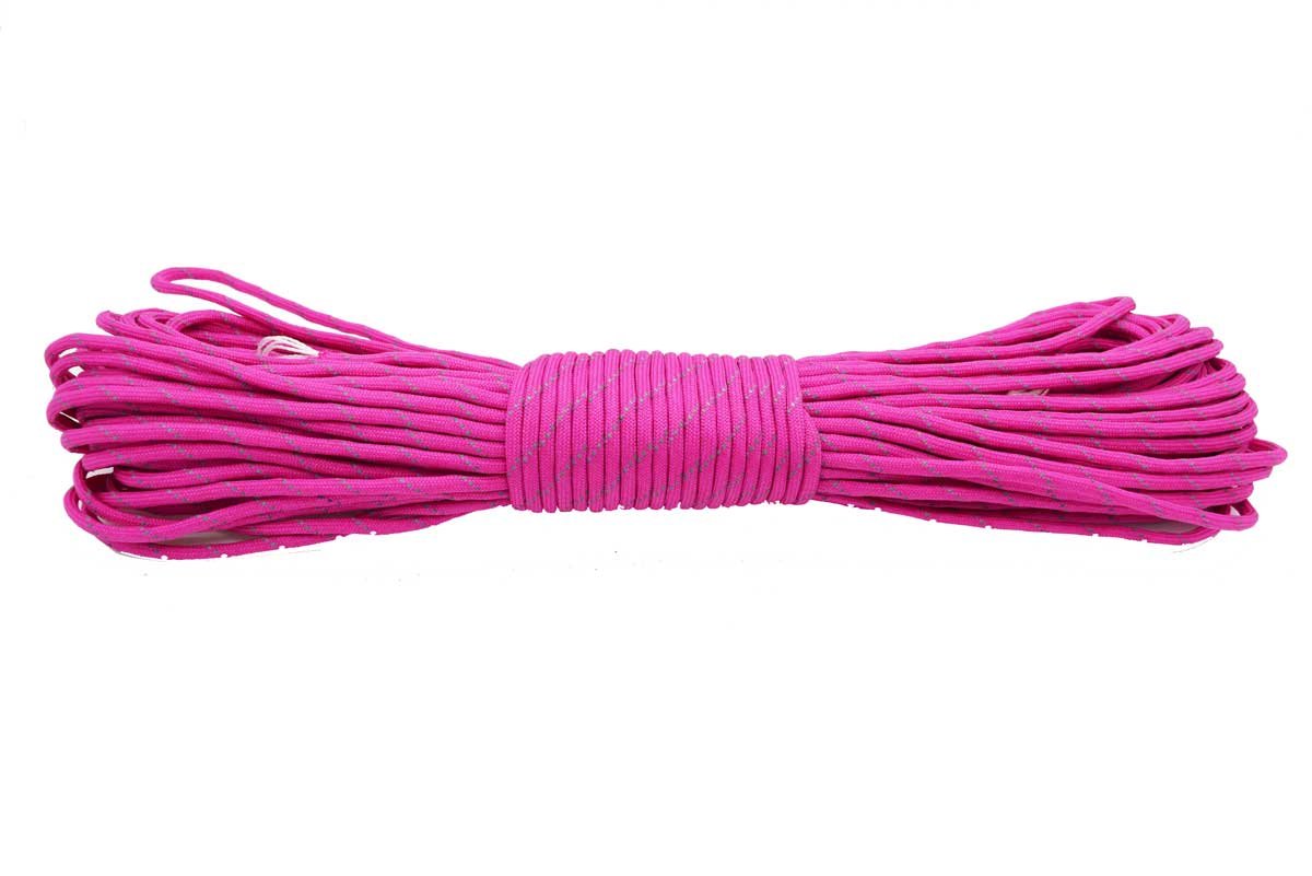 Feejoo Hot Pink 100Ft Reflective Paracord 7 Core 550 Parachute Cord (Hot Pink)