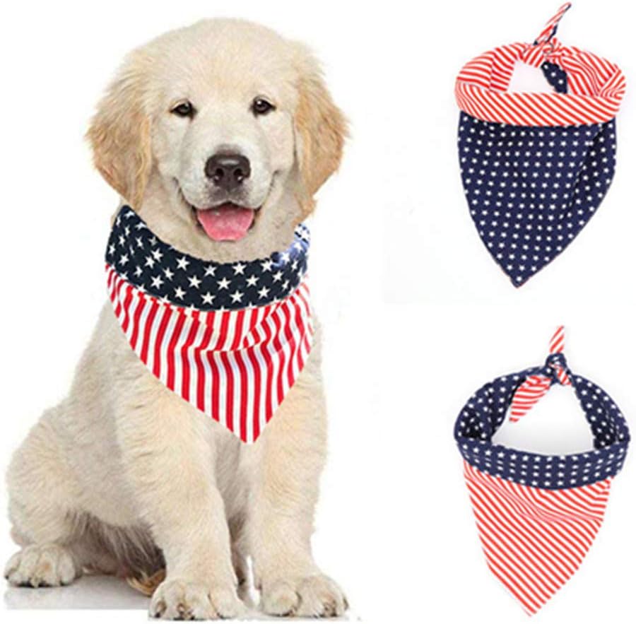 Orgrimmar American Flag Dog Bandanas Bibs Triangle Scarfs Washable Cat Pet Collar Large Bandana Puppy Kerchief for 4th of July Independence Day Dog Neck Bandana