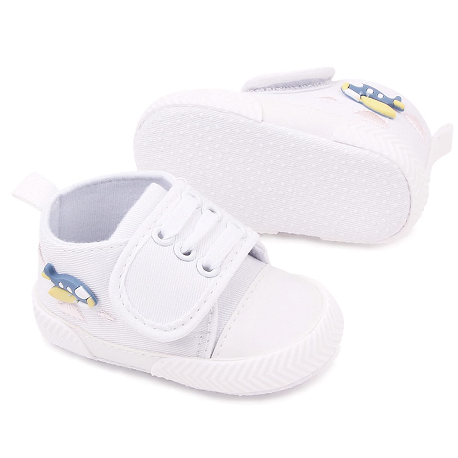 OAISNIT Baby Boys Girls Sneakers Soft Infant Crib Shoes Anti-Slip Lightweight Toddler First Walkers(6-12 Months, 1-White)