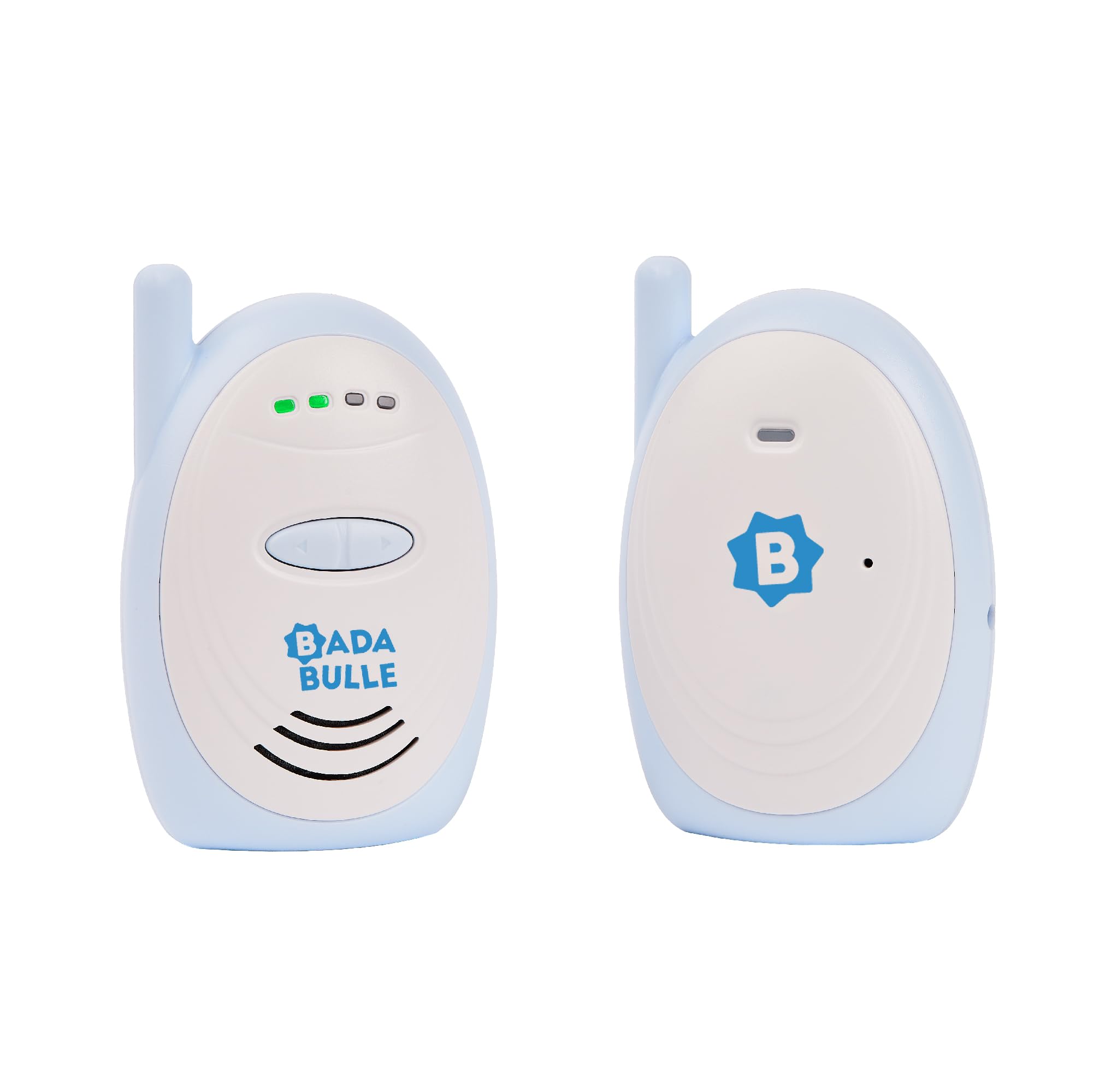 Badabulle Audio Baby Monitor Baby Unit plugged in next to a crib