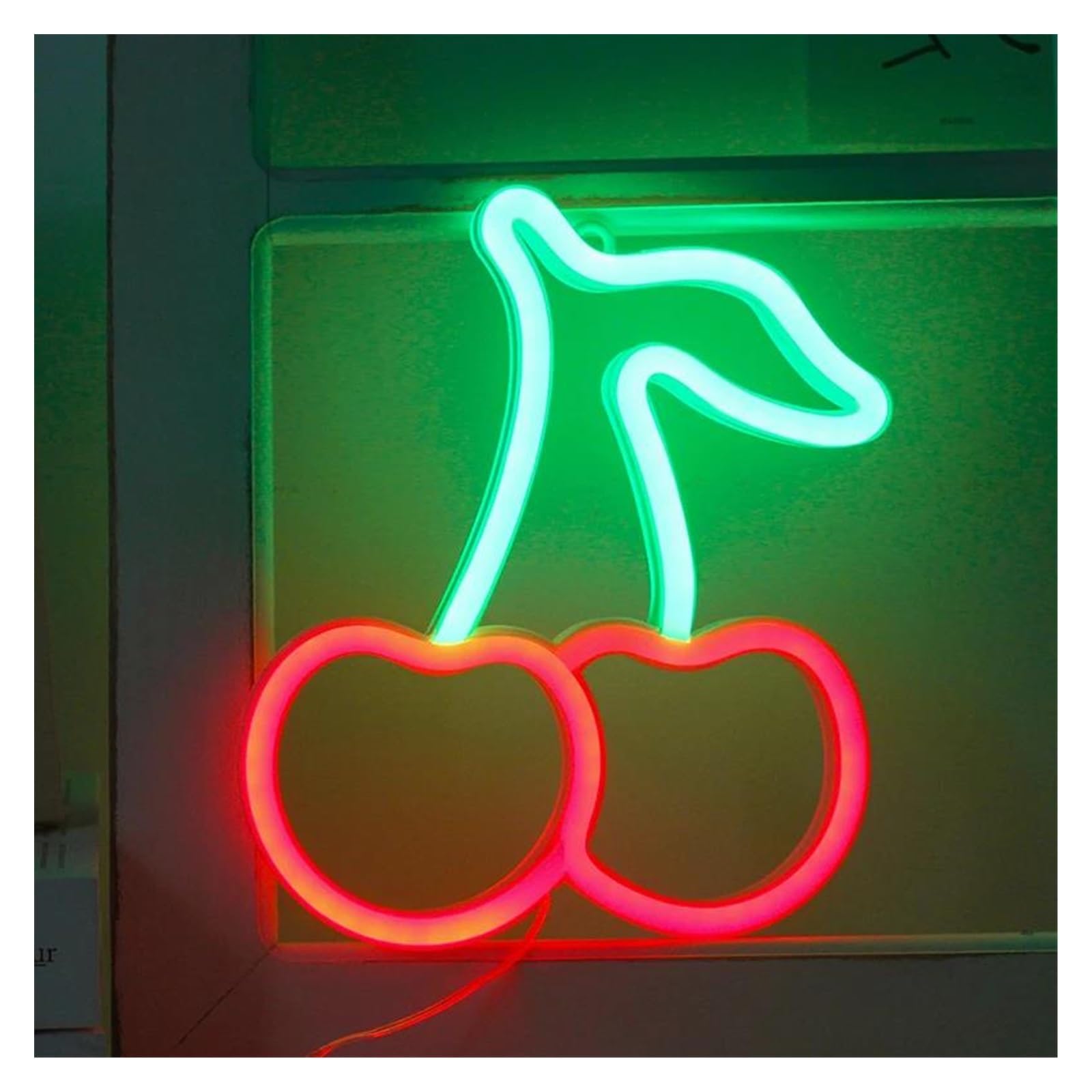 Insegna Al Neon LED A Forma Di Ciliegia - Luce Decorativa Da Parete Con Alimentazione USB - Lampada Notte Per Cameretta, Festa E Decorazione Frutta - 2