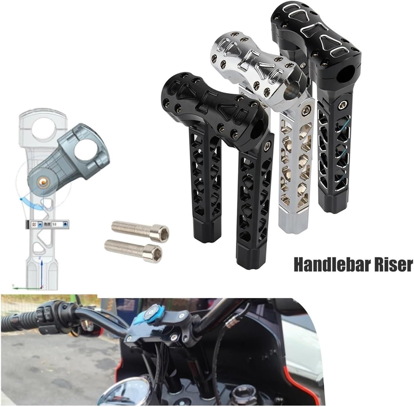 オートバイのハンドルバーライザー 1 ペア 28 ミリメートル CNC