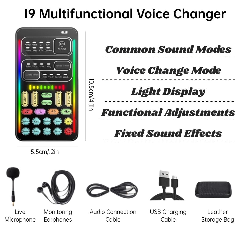 Amazon.com: I9 Voice Changer Set, Live Sound Card kit (Including