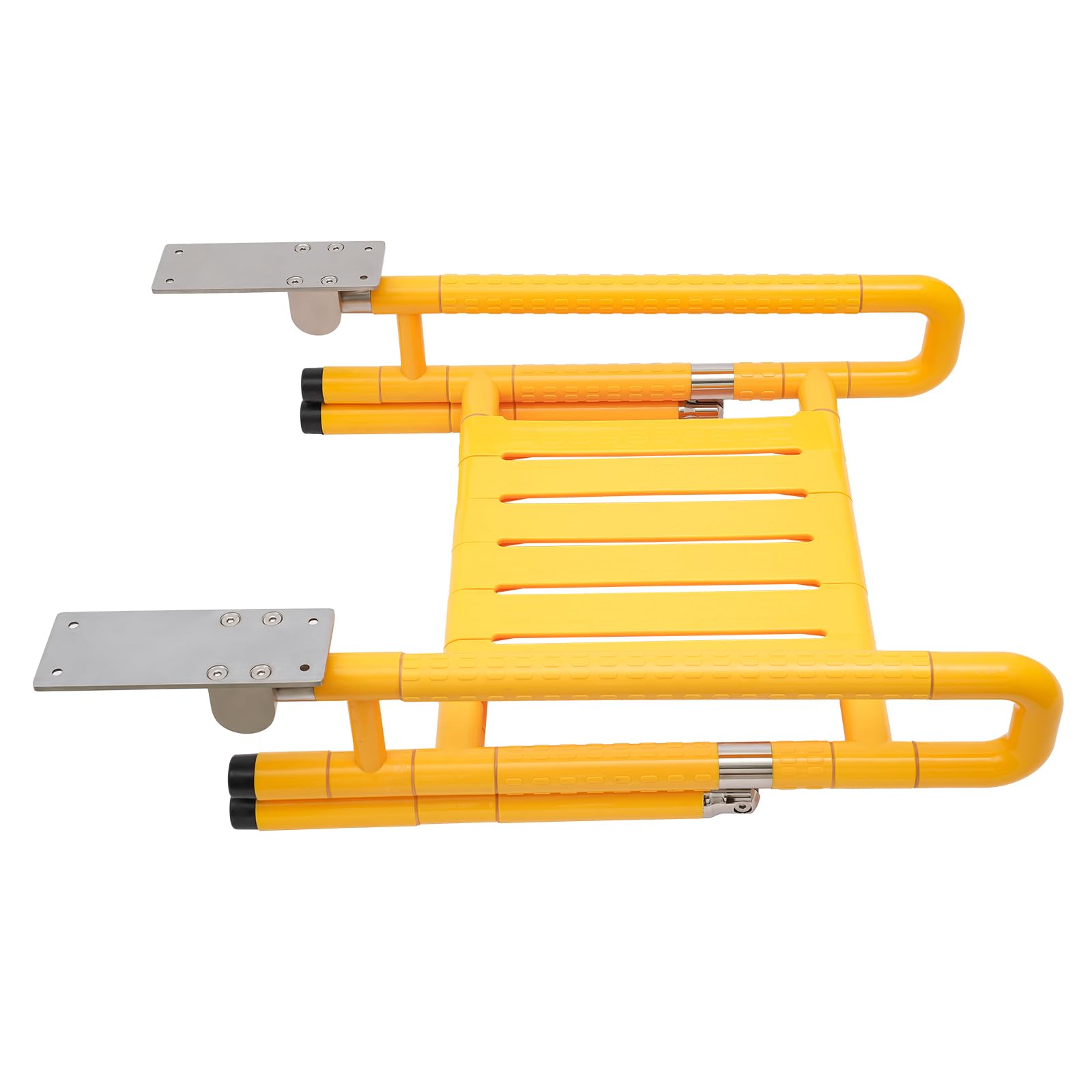 Silla de ducha plegable con barra de agarre, asiento de ducha montado en la pared para adultos, soporta 440 libras, asiento de ducha plegable de acero inoxidable con tablero de asiento de nailon de