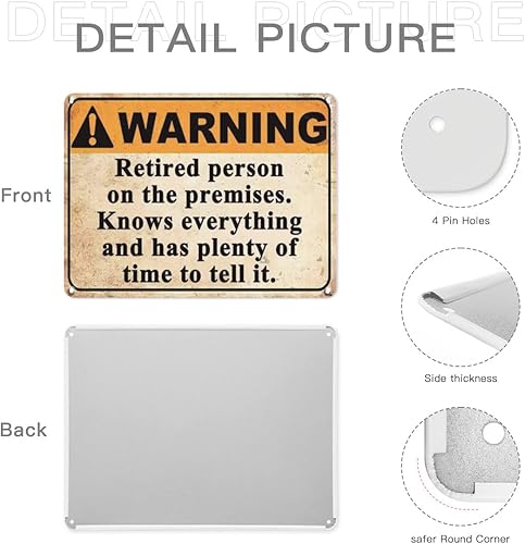 Miniatura 6 de Divertidos regalos de jubilación para hombres, regalo humorístico para jubilados, divertidos letreros de advertencia para patio, letrero de metal