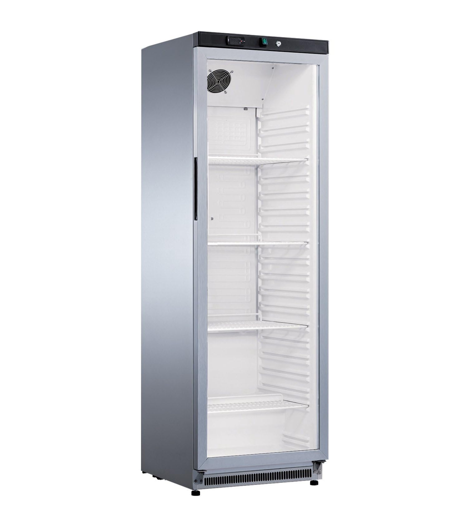Ristoattrezzature Armadio frigo refrigerato in acciaio inox 1 anta in vetro 400 lt ventilato +0 +10 °C - ZX