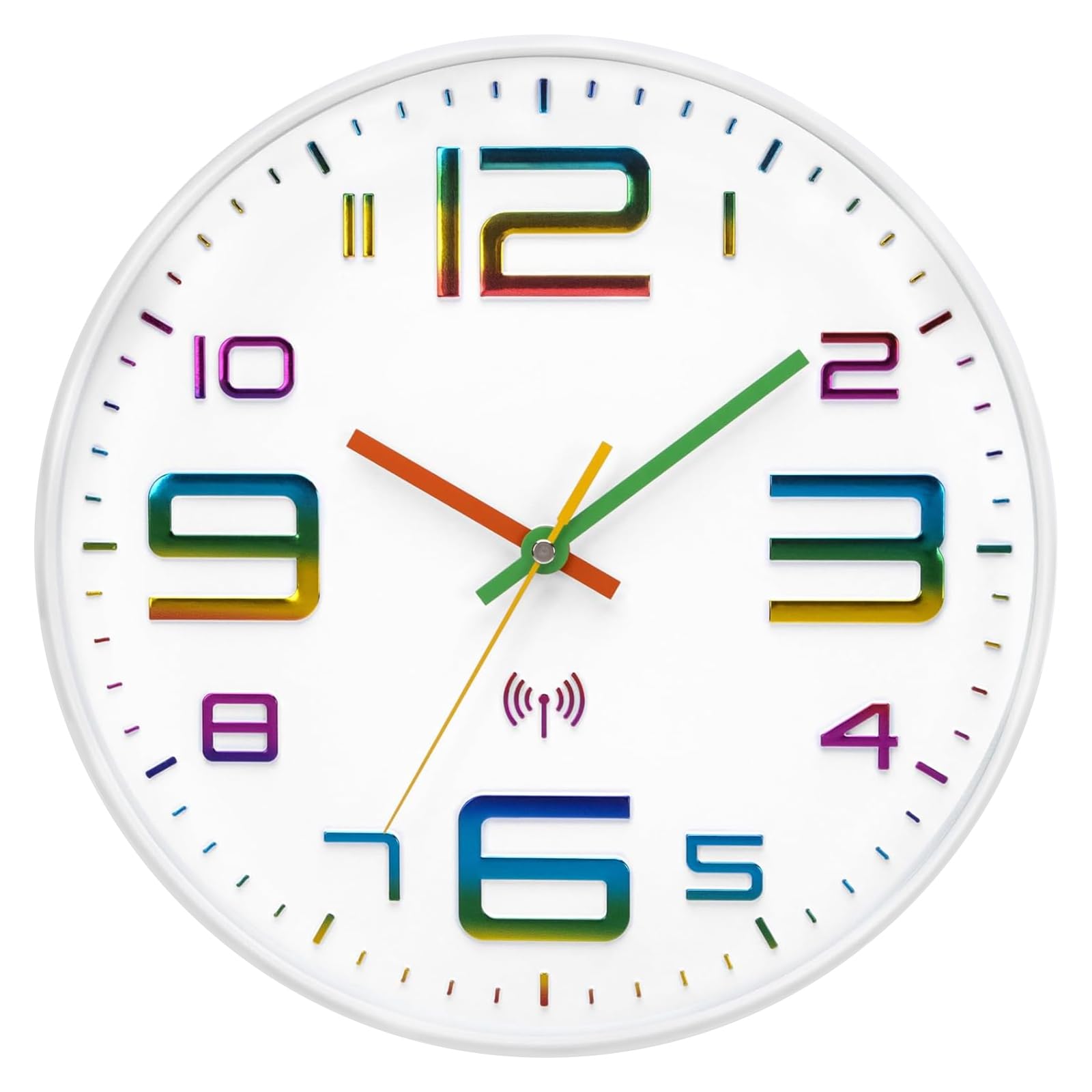 VIVILINEN Horloge Murale Radio Pilotée Silencieuse 30cm sans tic-tac Pendule à Grands Chiffres pour Chambre Cuisine Salon Automatique (Blanc)