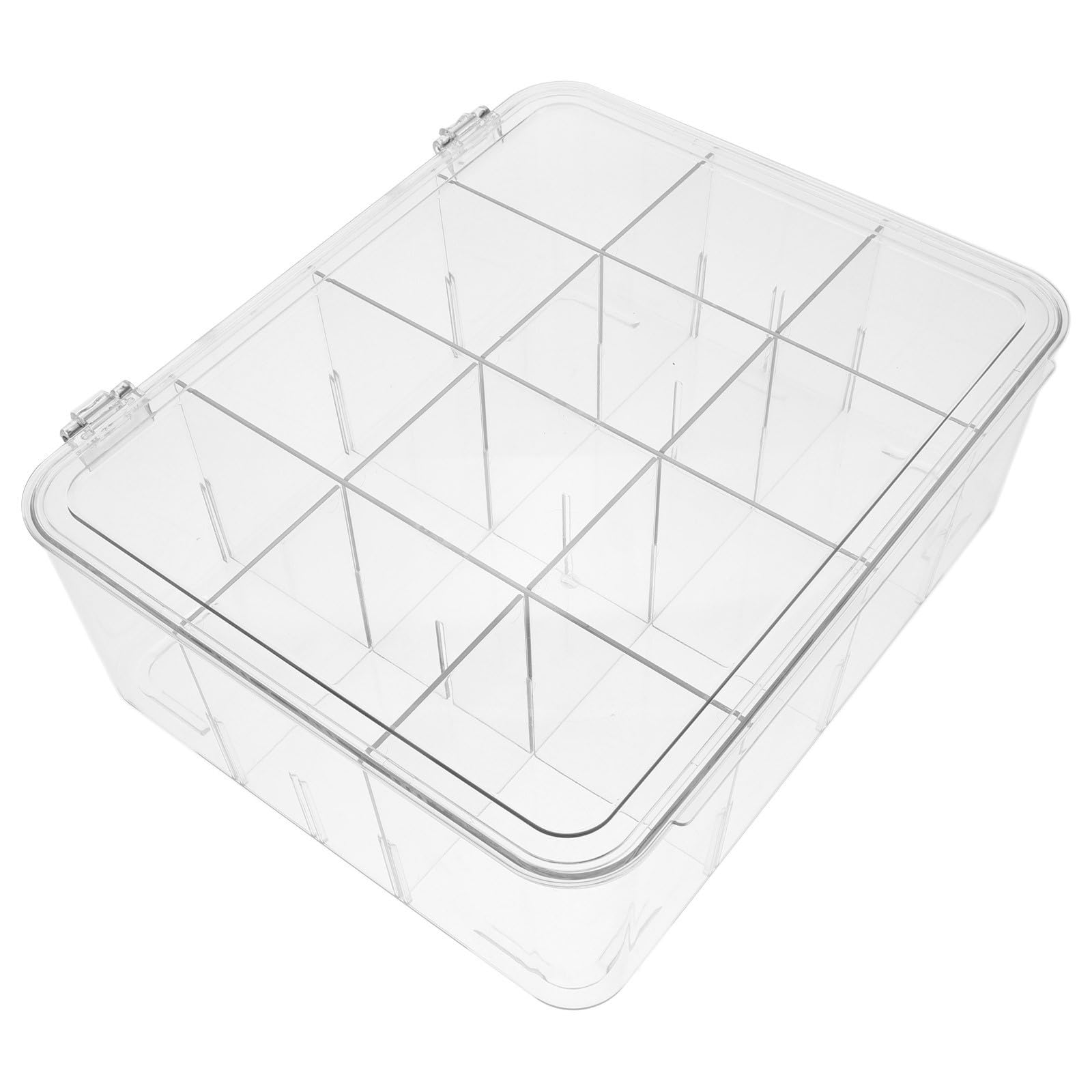 Caja Porta Tarjetas Transparente con Tapa y Compartimentos, Plástico PET