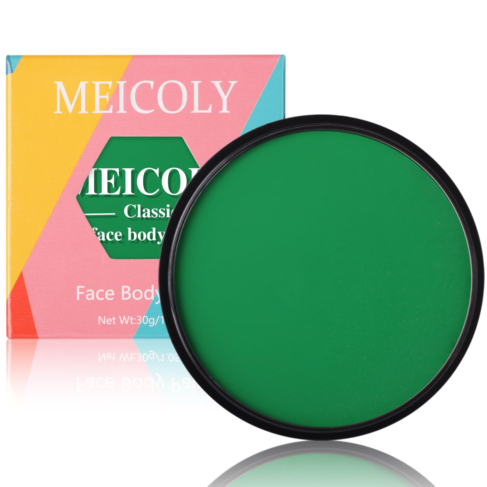 MEICOLY Washable Green Face Body Paint,Christmas Stocking Stuffers,Green Body Paint for Halloween Elphaba Witch Makeup,Hunting Hulk Camo Face Paint