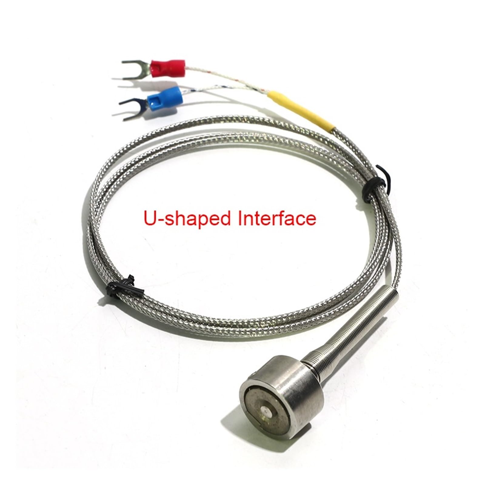 Wasserdichte geerdete Thermoelementsonde vom Typ K, 1PC U-förmige Schnittstelle K-Typ starkes magnetisches Adsorptionsthermoelement 0-350 Grad mit abgeschirmtem Edelstahldraht(Cable Length 1m)