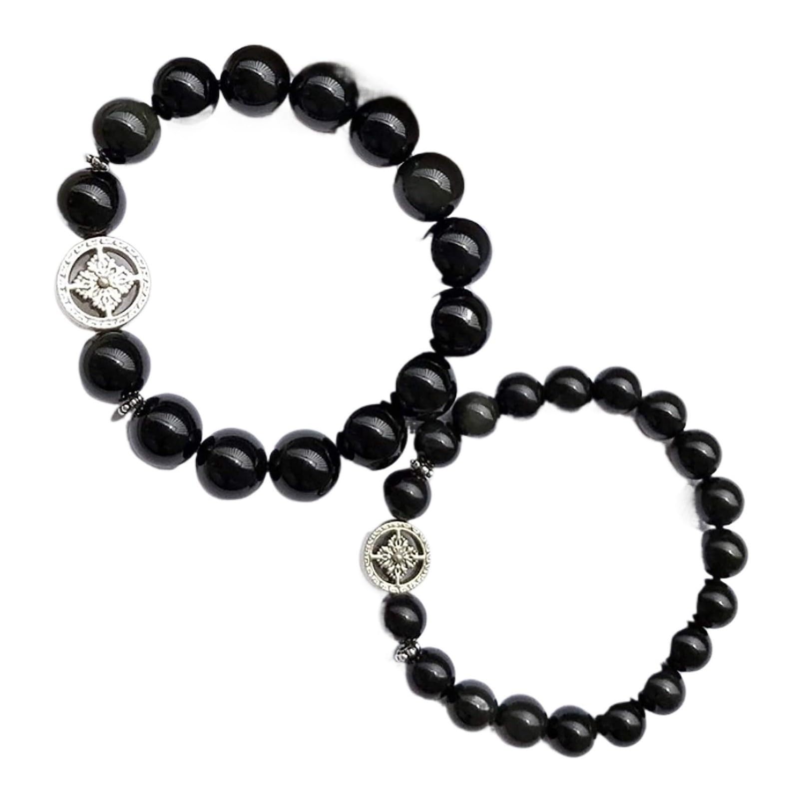 Bracciale Feng Shui in argento 925 con ossidiana nera
