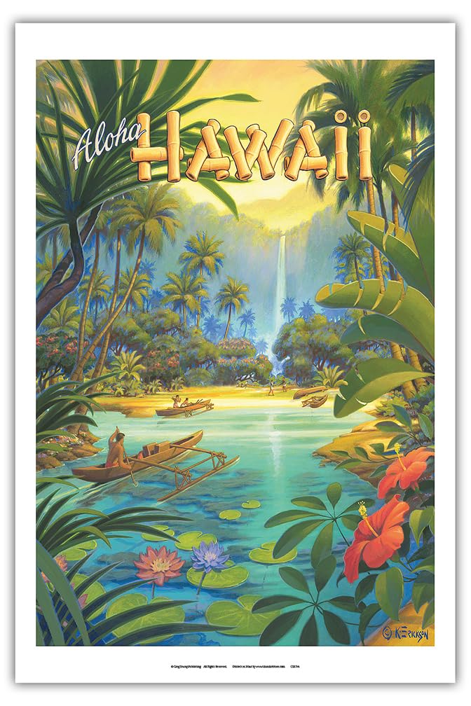 HAWAII ヴィンテージポスター Amazon.com: Aloha Hawaii - Vintage Hawaiian Travel Poster by