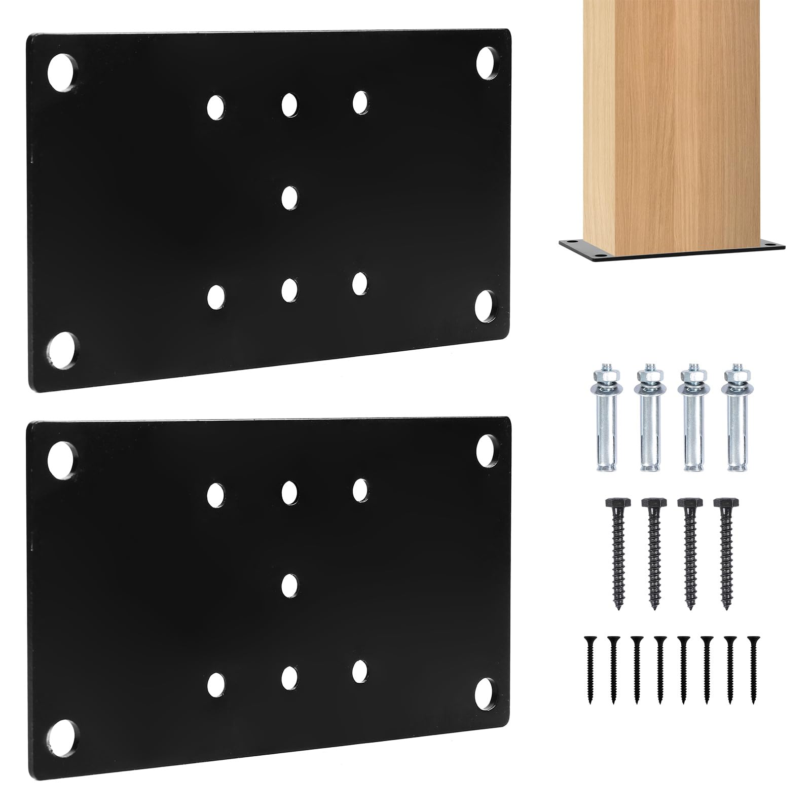 2Pcs Post Anchor Base Steel Plate, 3.5”x6.5” Post Bracket, Mail Post Bracket, Wood Post Plate Connector for 4”x4” Wood Post