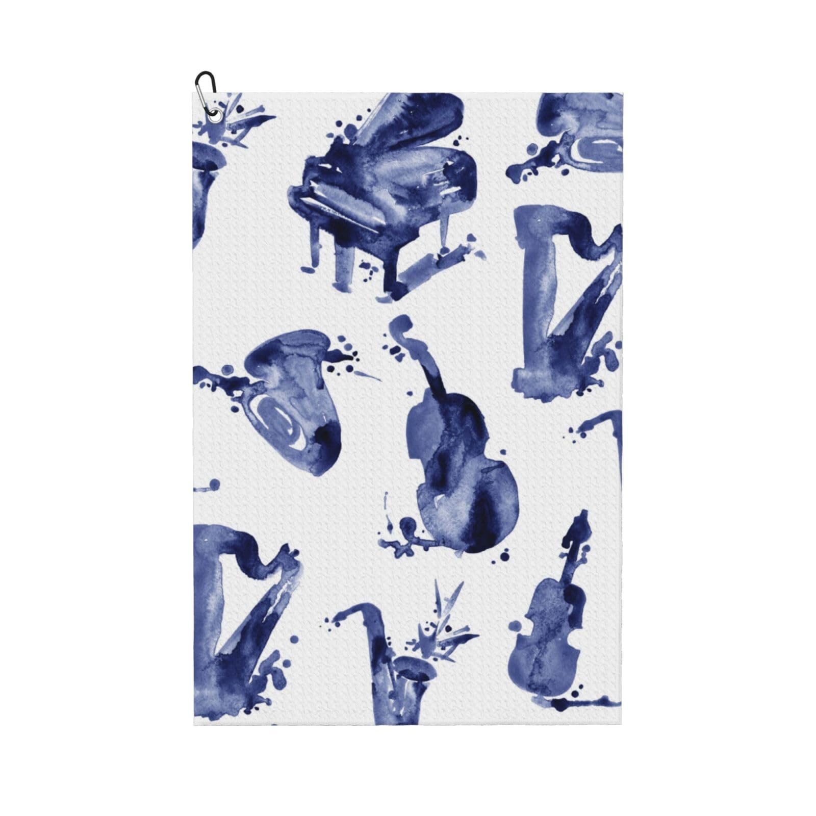 Hnnkloy Blues Saxophone Piano Cello Bass, 16x24 in Portable Waffle Golf Towels with Carabiner Clip for Golf Bag
