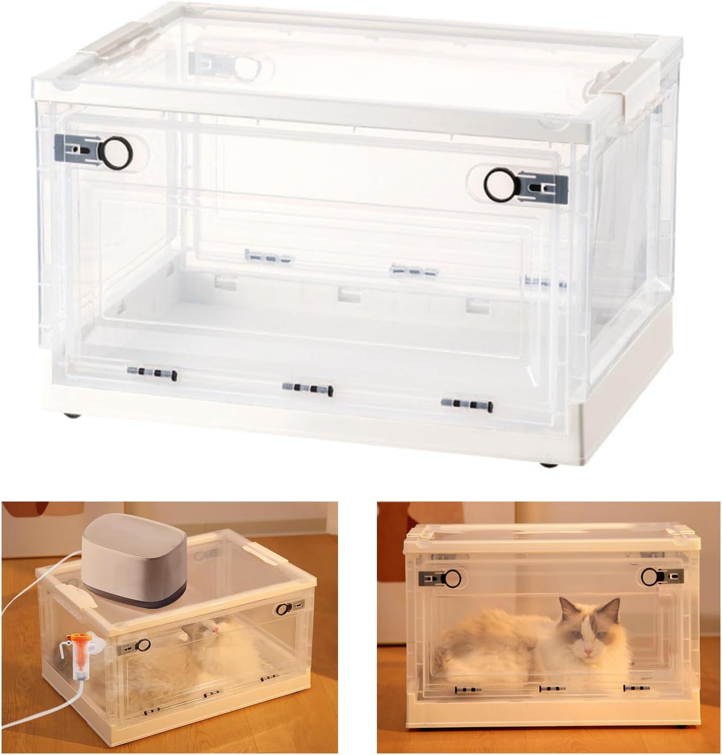 Portable Oxygen Tank Cat&Dog for Pet Cage, Oxygen Room Foldable Nebu-lization Box, Puppy Incubator&Cat Nebulizer for Pets Up to 30lbs (L)