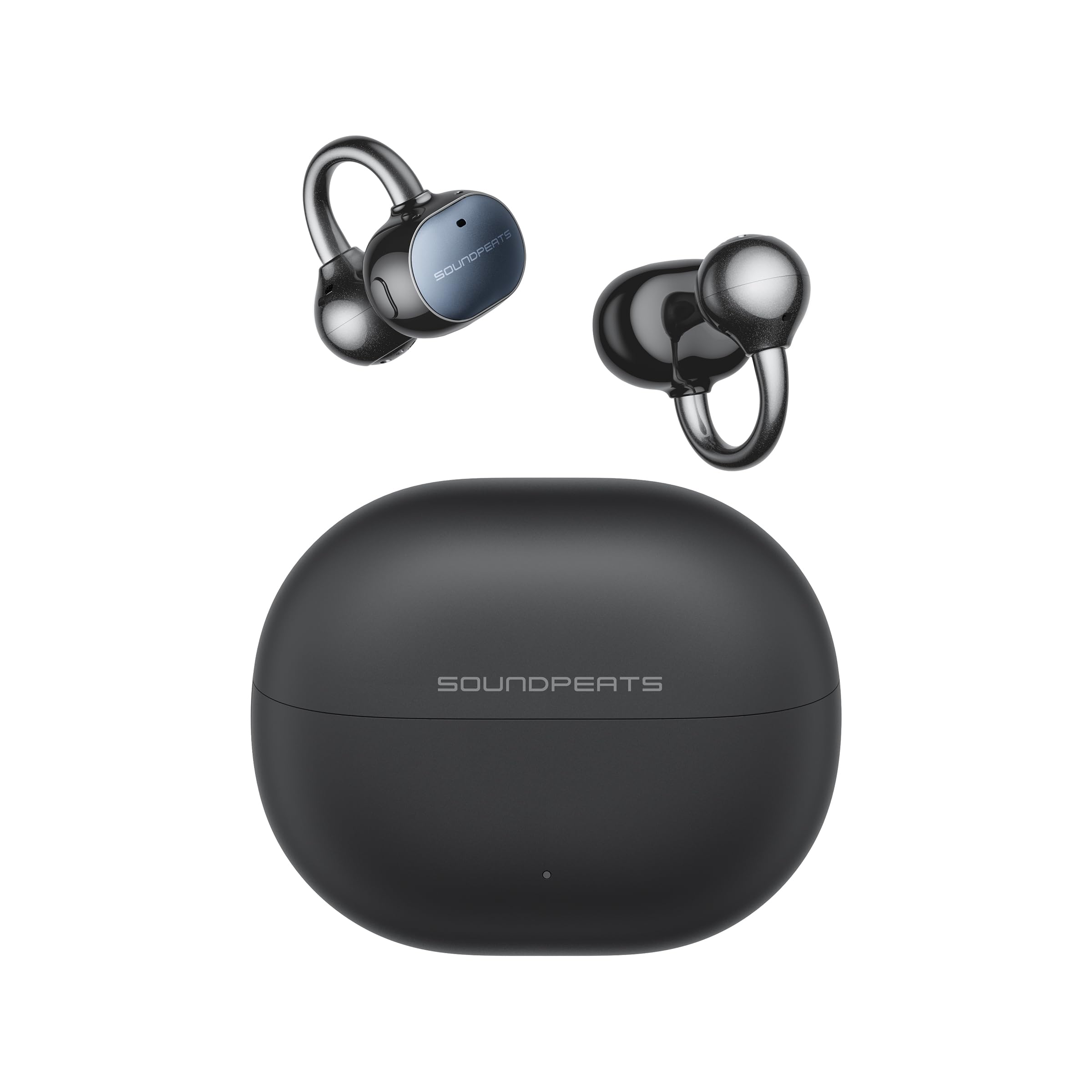 SoundPEATS UU2 Słuchawki Open-ear z LDAC, Fizyczne Przyciski, Czarne | Otwarta Konstrukcja z Klipsem, Adaptacyjne Rozpoznawanie L/R, 42 Godziny Odtwarzania, 4 Mikrofony, IPX5 do Biegania i Pracy