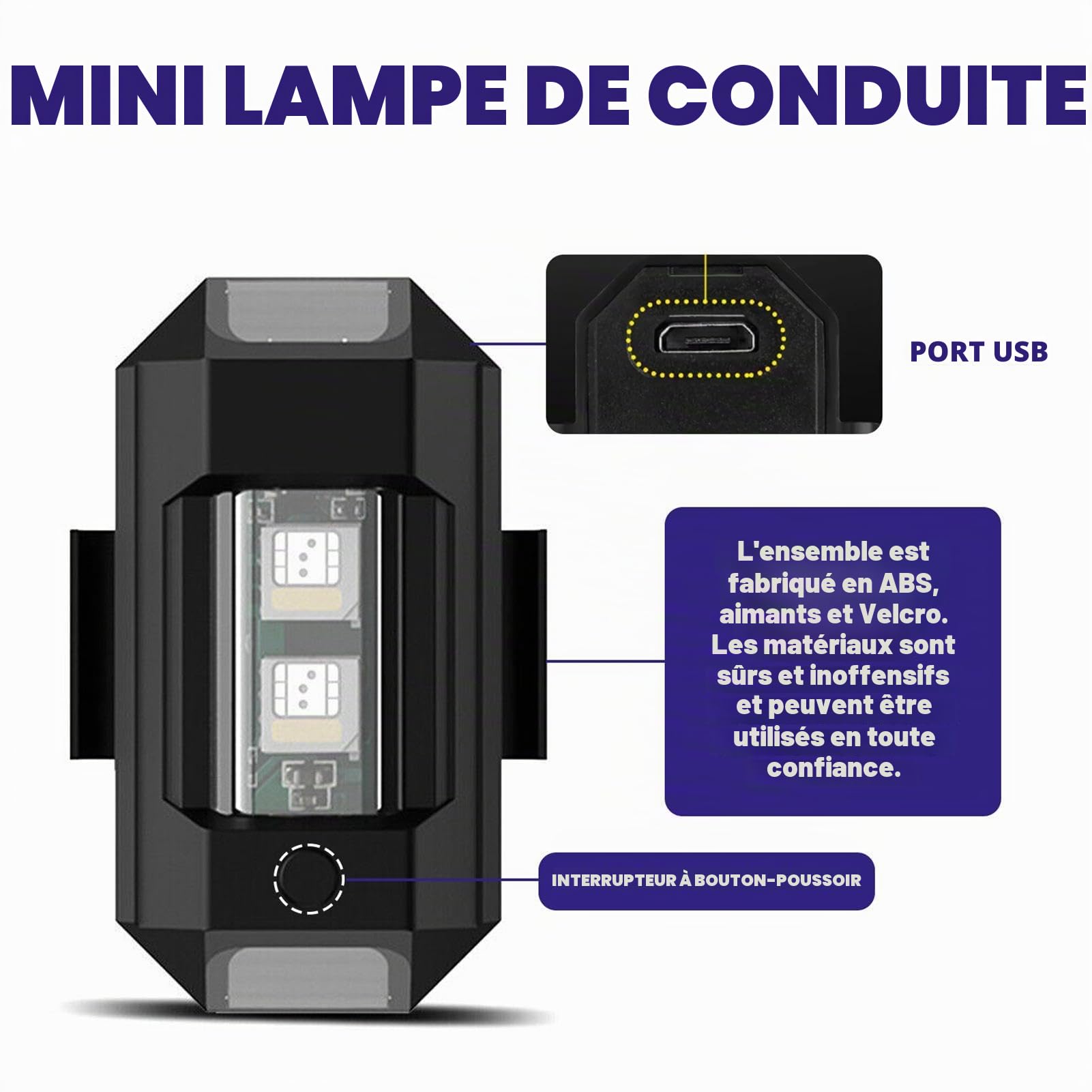 lampe LED pour moto, lampe rechargeable pour moto | Projecteur de pare-chocs de lumière de calandre LED pour moto,Lampe de nuit haute luminosité pour les déplacements domicile-travail et l'a