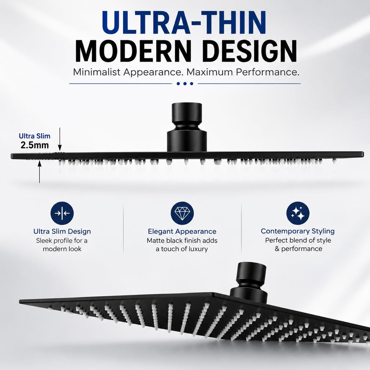 Luxury Matte Black Shower Head - 360° Rotation -6