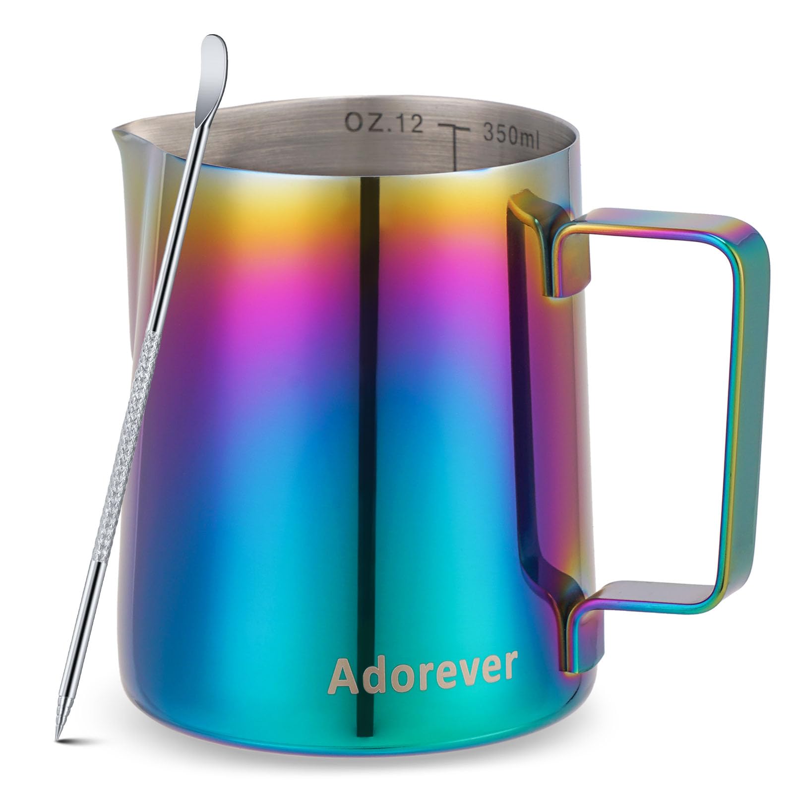 Jarra para espuma de leche de 350 ml, 600 ml, 900 ml, 1500 ml, 2000 ml, de acero inoxidable, para decoración barista de café con leche, capuchino - Jarra espumadora con lápiz para latte art
