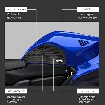 for YZF R7 YZF r7 2025 2024 2023 2022 2021 Accessories Fuel Tank Pads Protect Motorcycle Fuel Tank Stickers Fuel Tank Protection Pads Knee Anti-Slip Pads Fuel Tank Grips Tank Pads(Blue)
