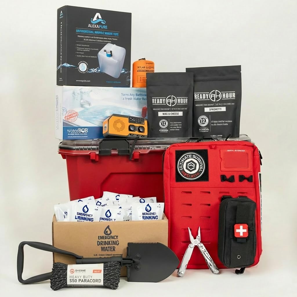 Shelter in Place Kit – 2+ Week Emergency Home Preparedness System with Food, Water, Medical, Power & Hygiene Supplies, Waterproof Tote, Disaster Readiness for Families & Households