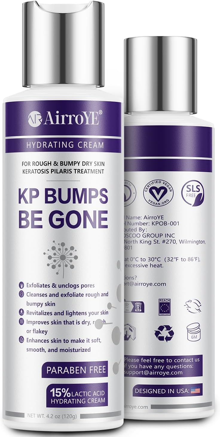 AirroYE Kp Bump Eraser, Keratose Pilaris, KP Bumps Be Gone Hydrating Cream, Moisturising Cream for Rough and Bumpy Dry Skin for Body, 100 ml