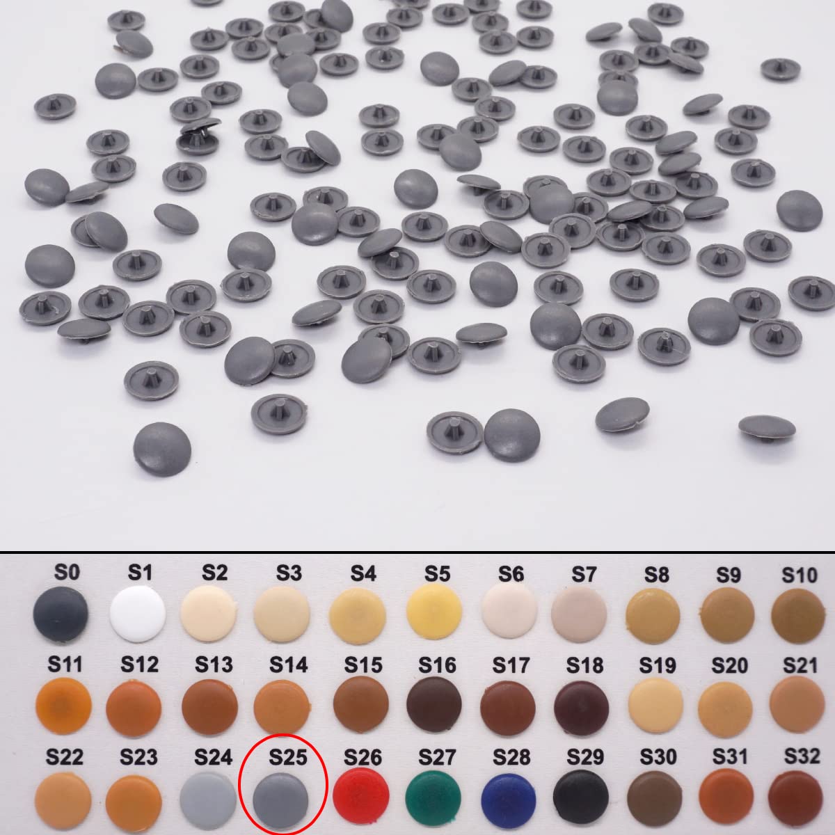 Confezione da 50 tappi per coperchio a vite Pozi diametro 12 mm, Pozidriv testa clip su coperture in plastica, tappo decorativo per mobili (50, grigio S25)