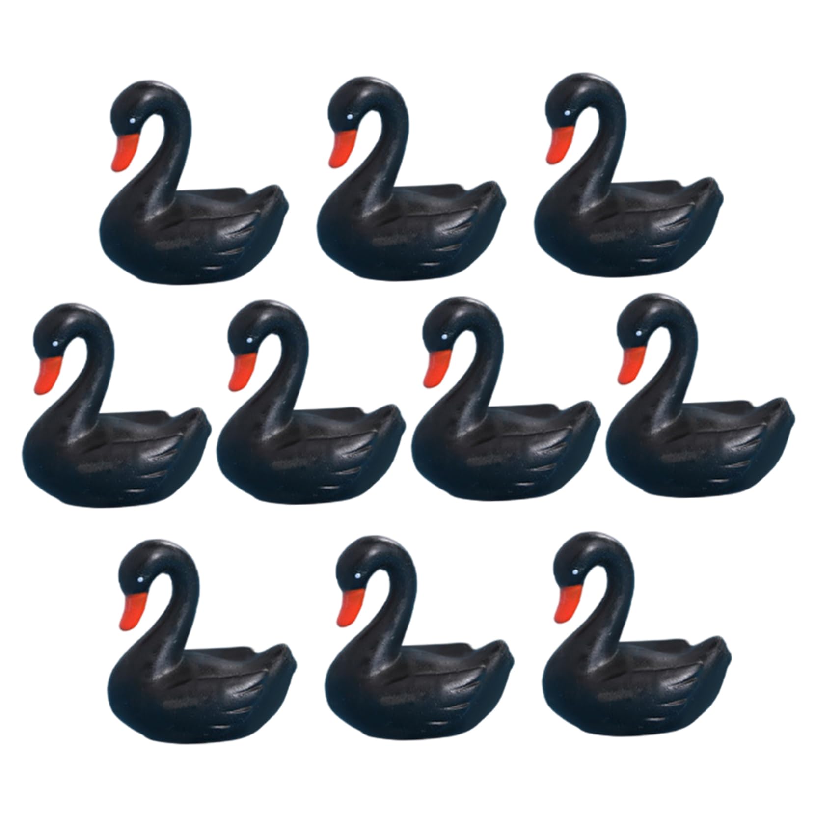 Hintyne Black Swan 10Pcs Swan Figurine, Vivid Mini Resin Animals, Black for Plant Pots Bonsai Landscaping Craft Cake Topper Birthday's