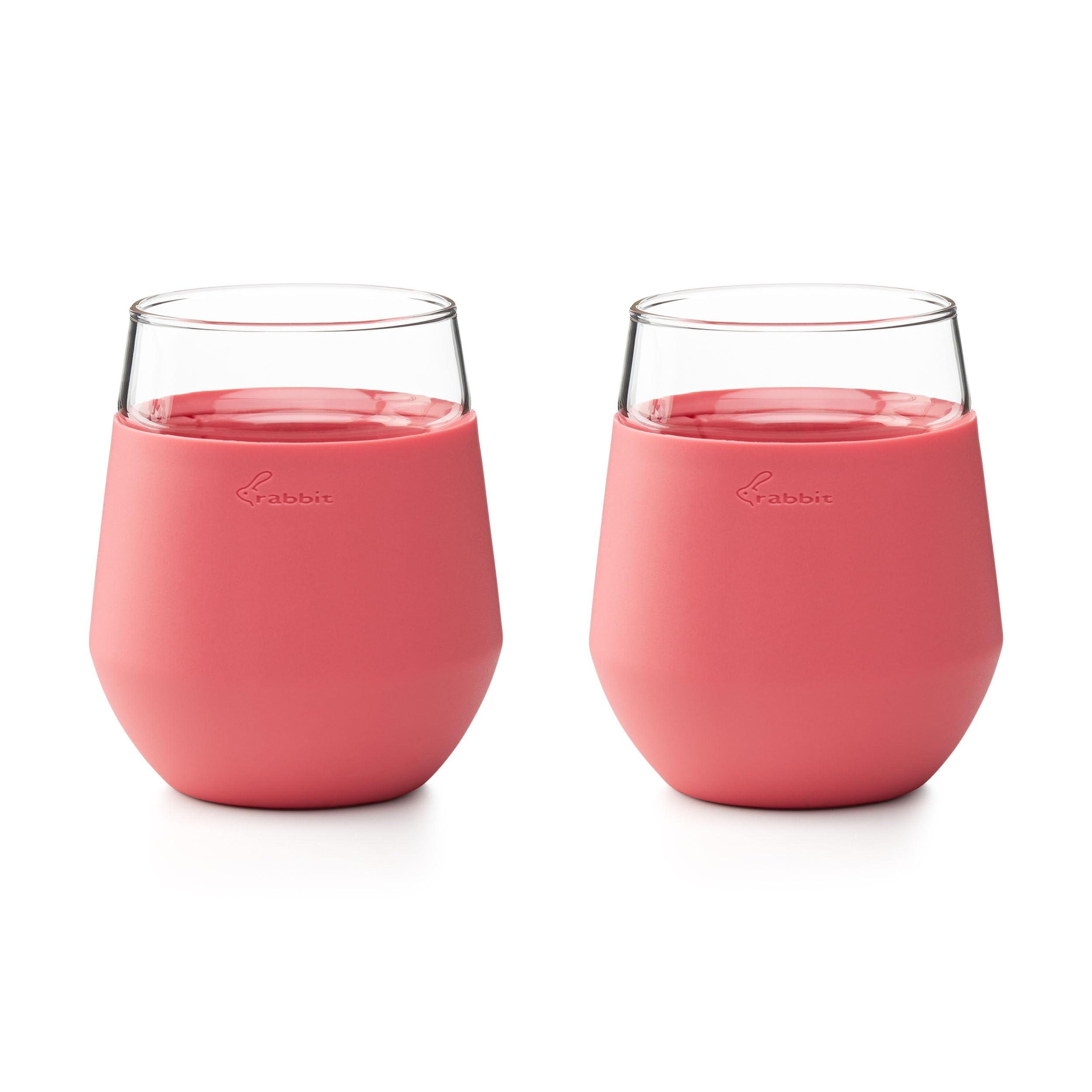 Verres à vin réfrigérés sans pied Rabbit rose lot de 2 pour vin blanc et rosé frais