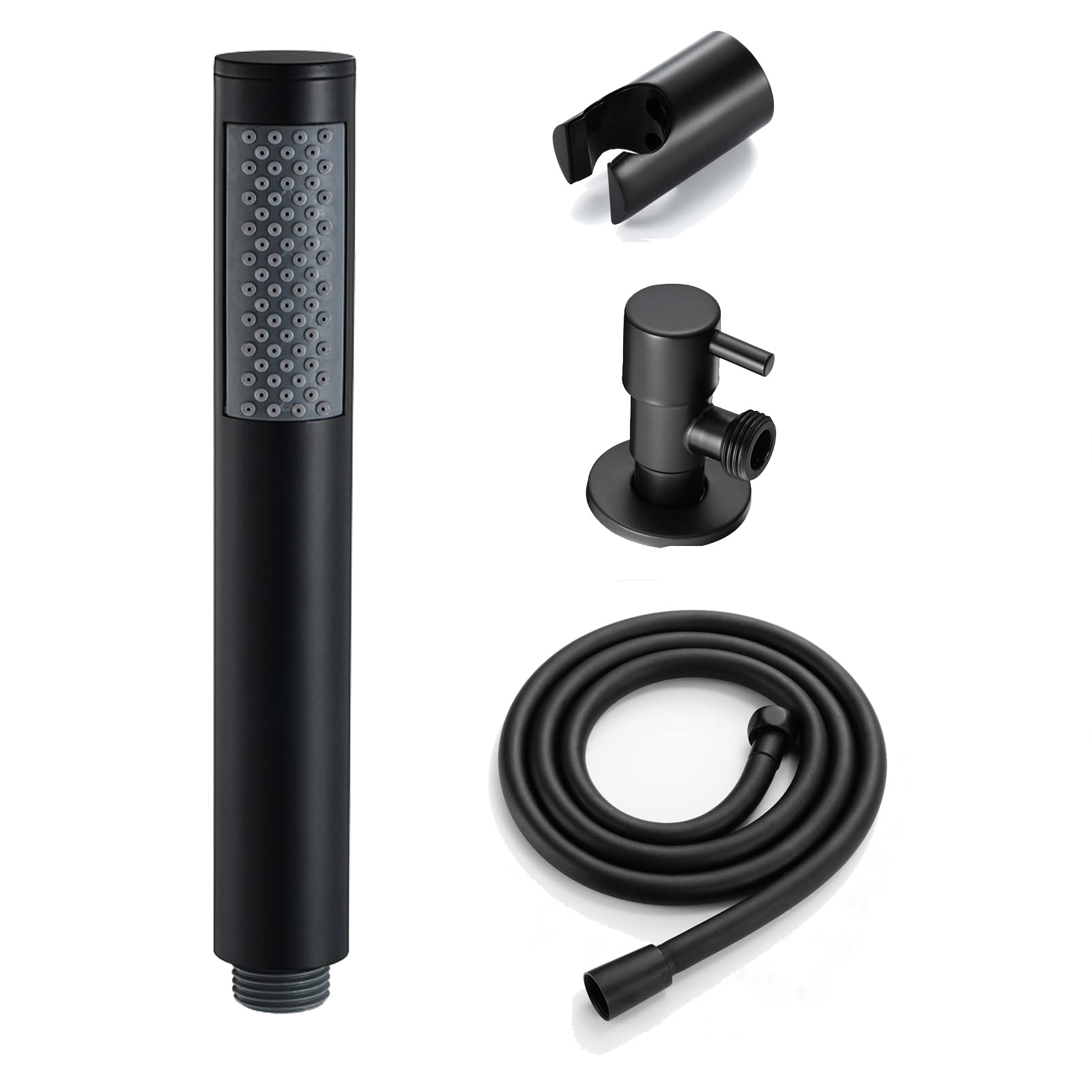 Rociador de Bidé de Mano Pulverizador de Bidé Pulverizador Bidet con Manguera de PVC, Base y Válvula de Ángulo, Agua Fría, para Higiene Personal, Montado en La Pared, Negro
