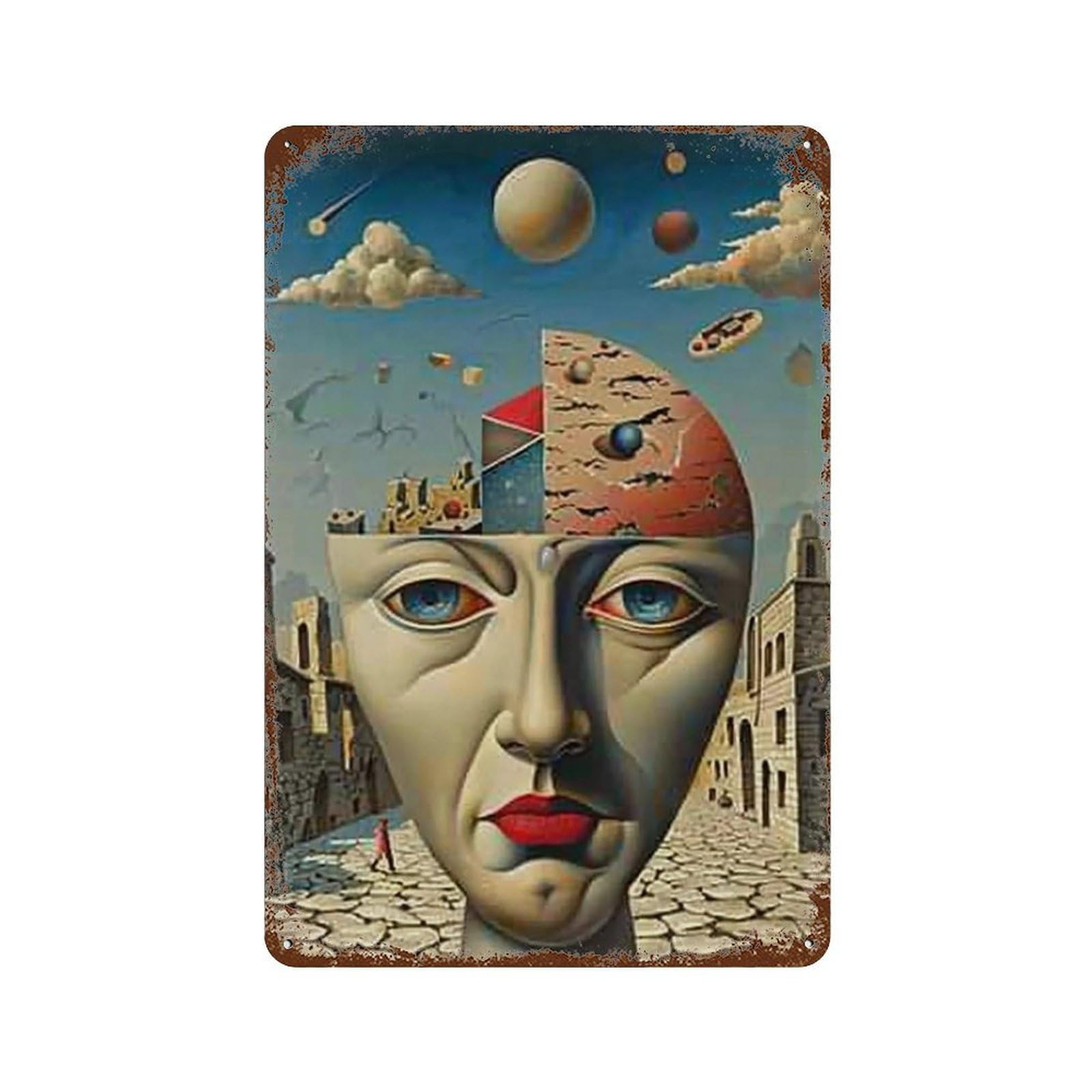 JUWRHRHHRH Cubist Segmented Surreal Urban Visage 03 Poster Canvas Aesthetic Wall Art Painting Decor for Living Room Bed Room 30x20cm Style