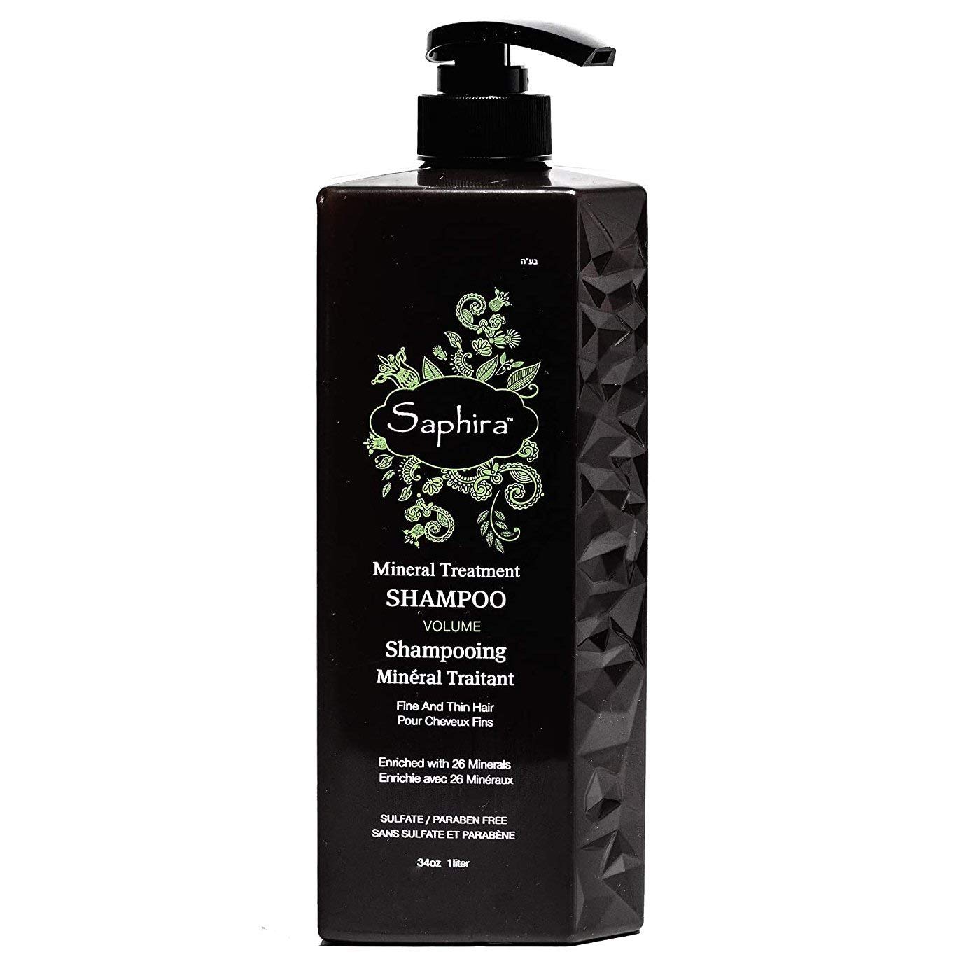 SaphiraMineral Treatment Shampoo for Fine, Thin and Color-Treated Hair, Sulfate-Free, Paraben-Free, Strengthens, Volumizes and Defines Weak and Fragile Hair 1L