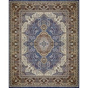 Amma Tapijten Handgemaakt handgeknoopt tapijt grote maat 8x10ft wol antiek blauw & multi traditioneel Perzisch