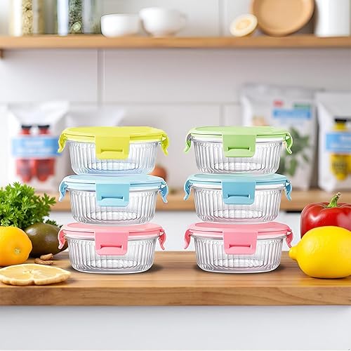 Miniatura 8 de Recipientes de vidrio para almacenamiento de alimentos con tapas, cuencos de almacenamiento de sopa, transparentes, organización de cocina para