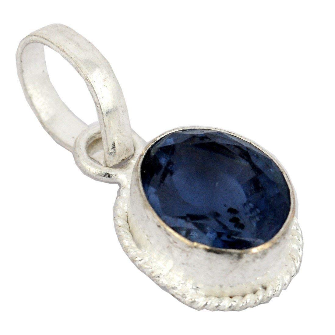 10.25 Ratti Blue Sapphire Pendant Nilam/Neelam Stone Silver Locket for Men and Women-image-21